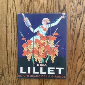 Lillet advertisement on wood 9 by 12